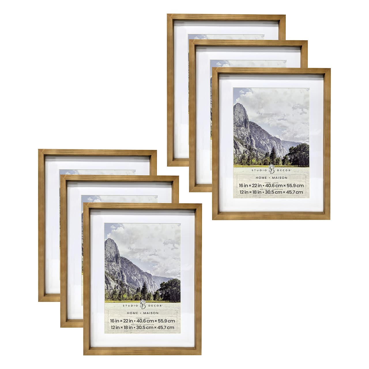 6 Pack: Home Natural Walnut Stain Wood Frame with Mat by Studio Décor®